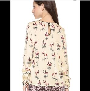 Piamita Llama Print Juliet Blouse Top Size XS